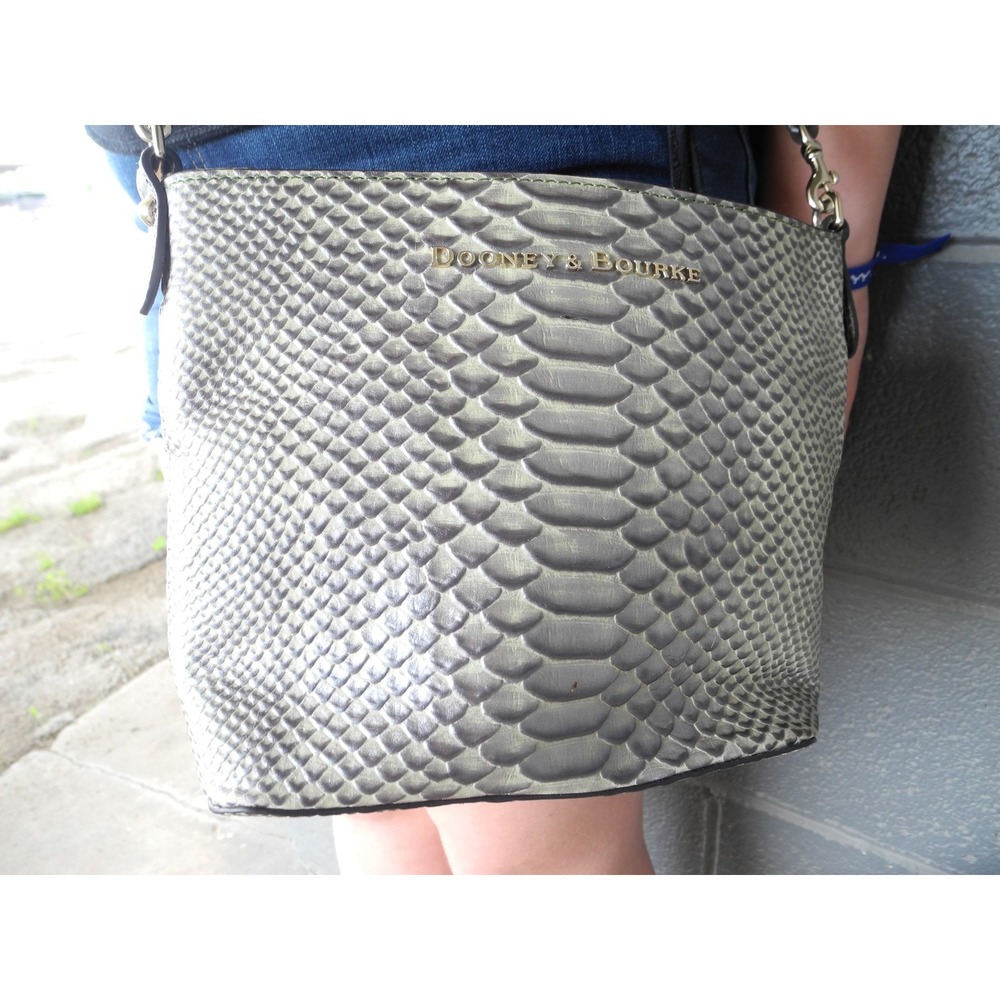 Dooney & Bourke Shoulder Bag Womens Medium Gray Snake Embossed Crossbody Purse